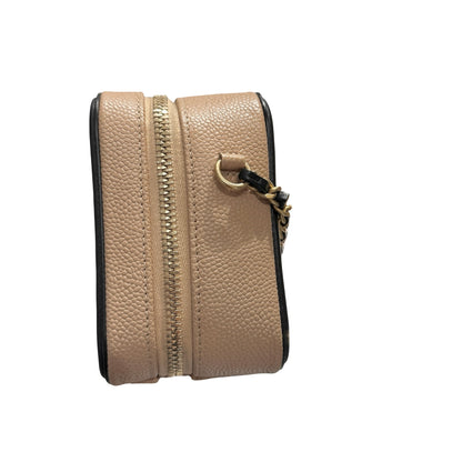 Used CHANEL Calfskin Leather Cross Body Bag Beige GHW