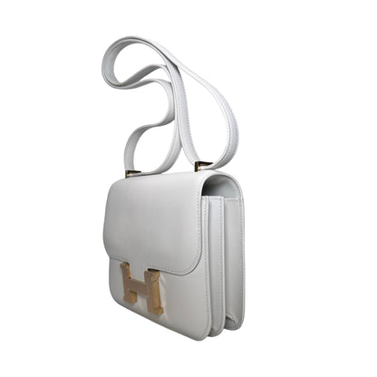 Used HERMES MINI CONSTANCE Shoulder Bag WHITE GHW