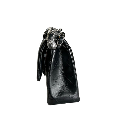 Used CHANEL Quilted Classic Flap Chain Shoulder Bag Black Silver
