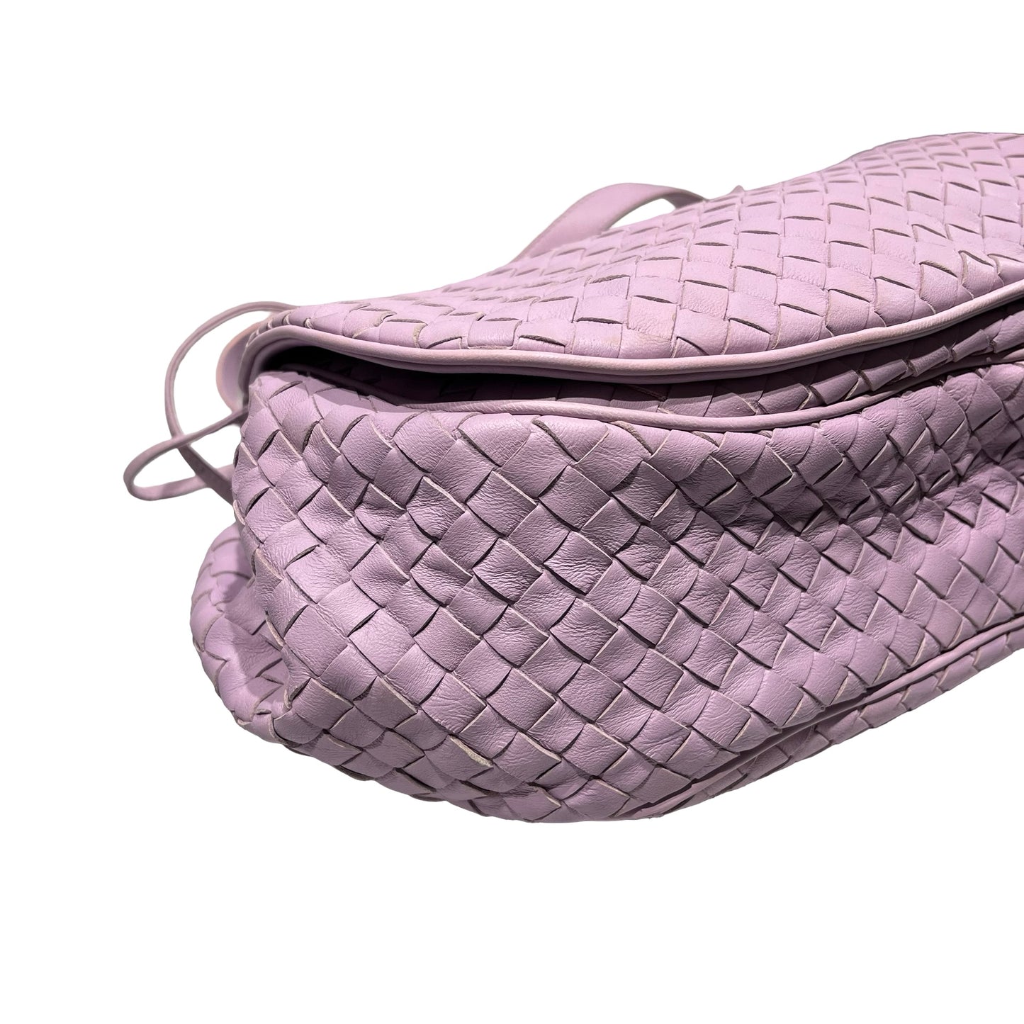 Used Bottega Veneta Lambskin Leather Cross Body Bag Light Purple