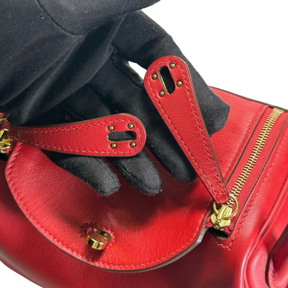 Used HERMES Swift Mini Lindy Handbag Red GHW