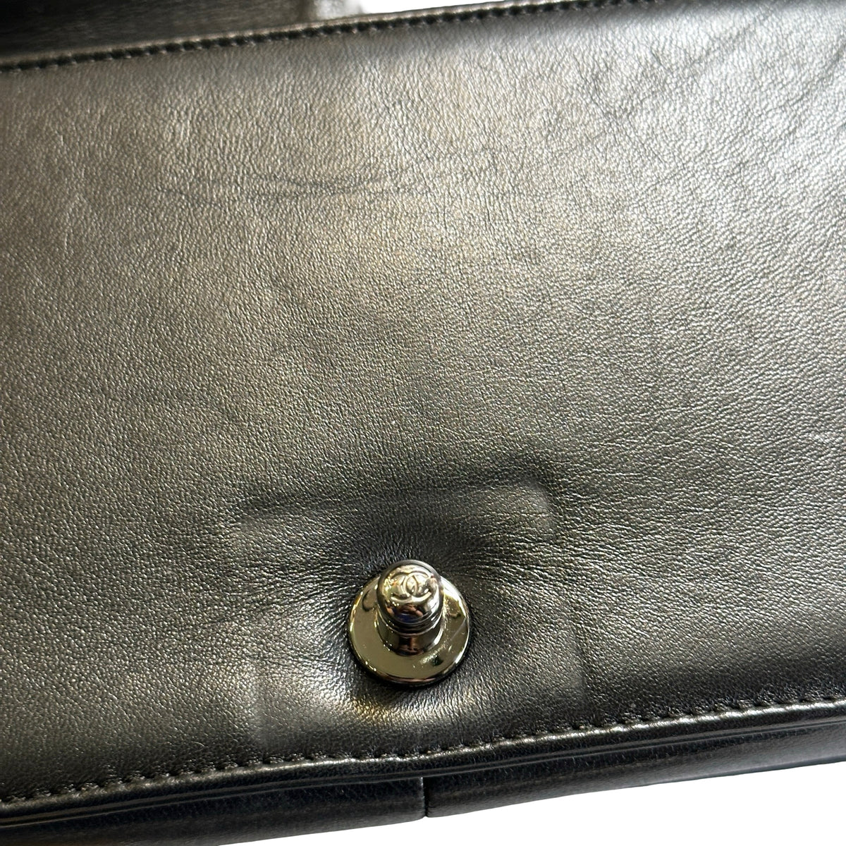 Used CHANEL Chevron Leather Boy Chanel Shoulder Bag Black Silver