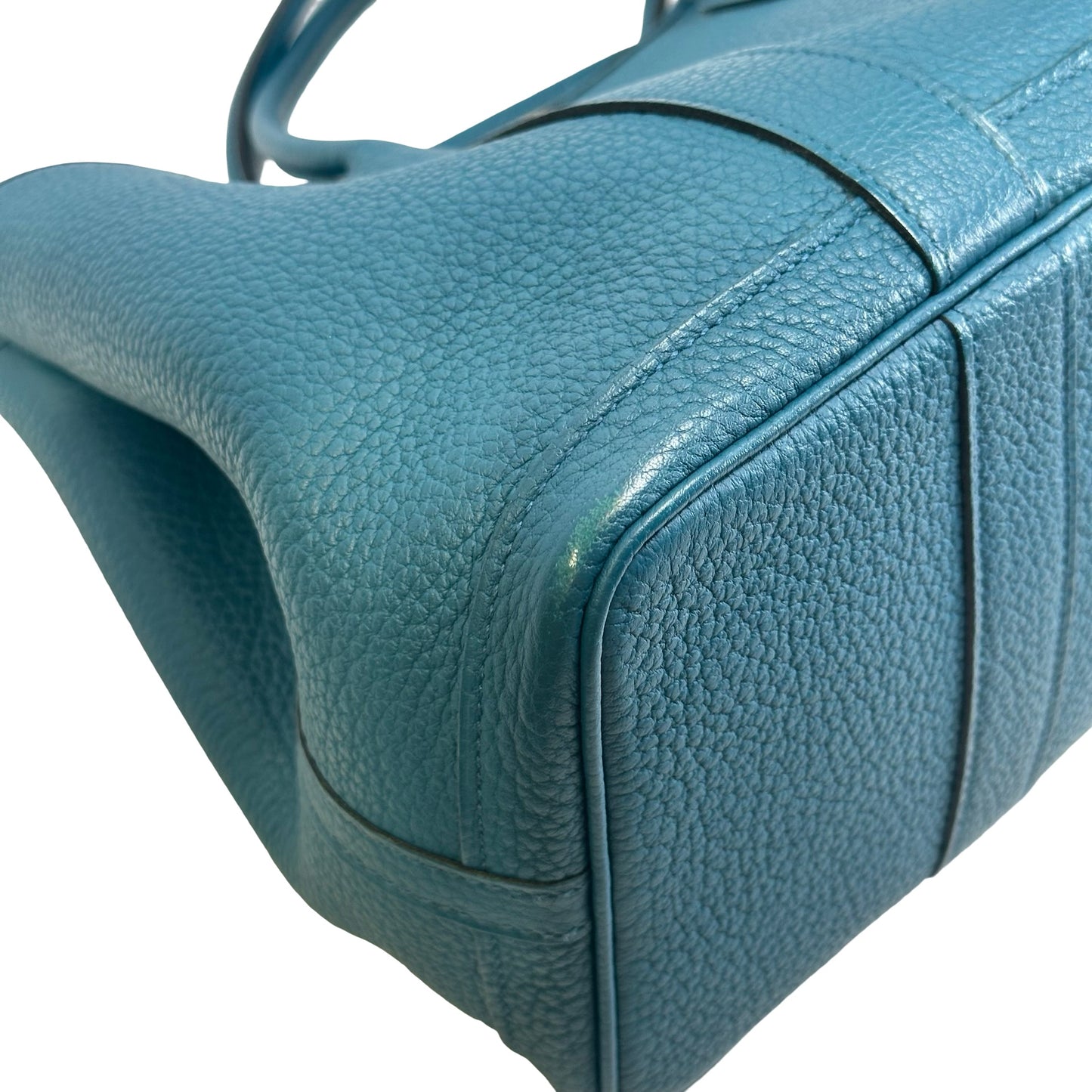 Used HERMES Leather Silver hardware Garden Party Tote Bag Blue Phe