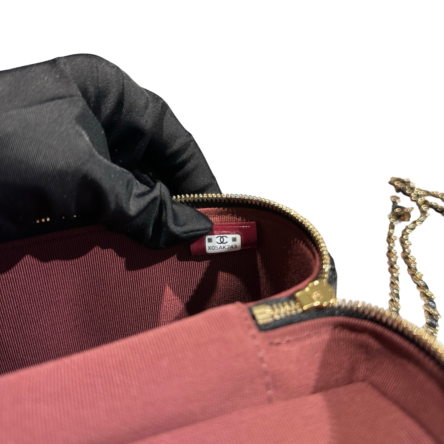 Unused CHANEL Calfskin Leather Vanity Case Cross Body Bag Black GHW