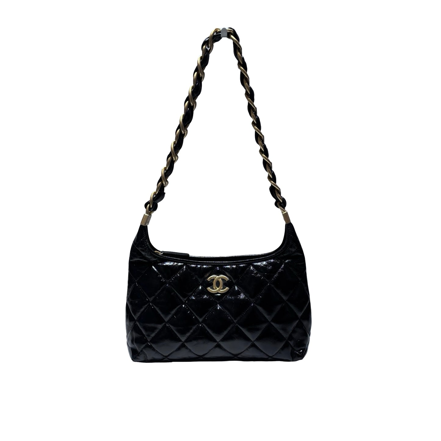 Used CHANEL Shiny Lambskin 24A Hobo Shoulder Bag