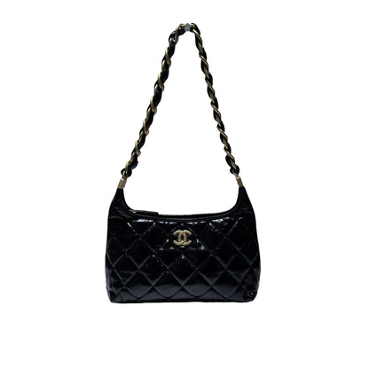 Used CHANEL Shiny Lambskin 24A Hobo Shoulder Bag