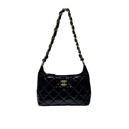 Used CHANEL Shiny Lambskin 24A Hobo Shoulder Bag