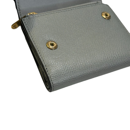 Used DIOR Grained Calfskin Saddle Lotus Wallet Wallet Grey