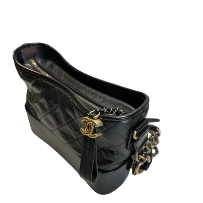 Used CHANEL Quilted Calfskin Gabrielle Hobo Shoulder Bag Black