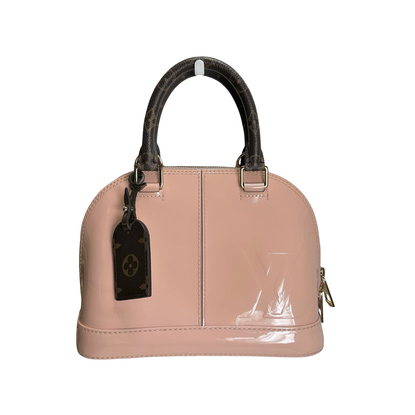 Used LOUIS VUITTON Monogram Vernis Alma Handbag Rose Velours Brown