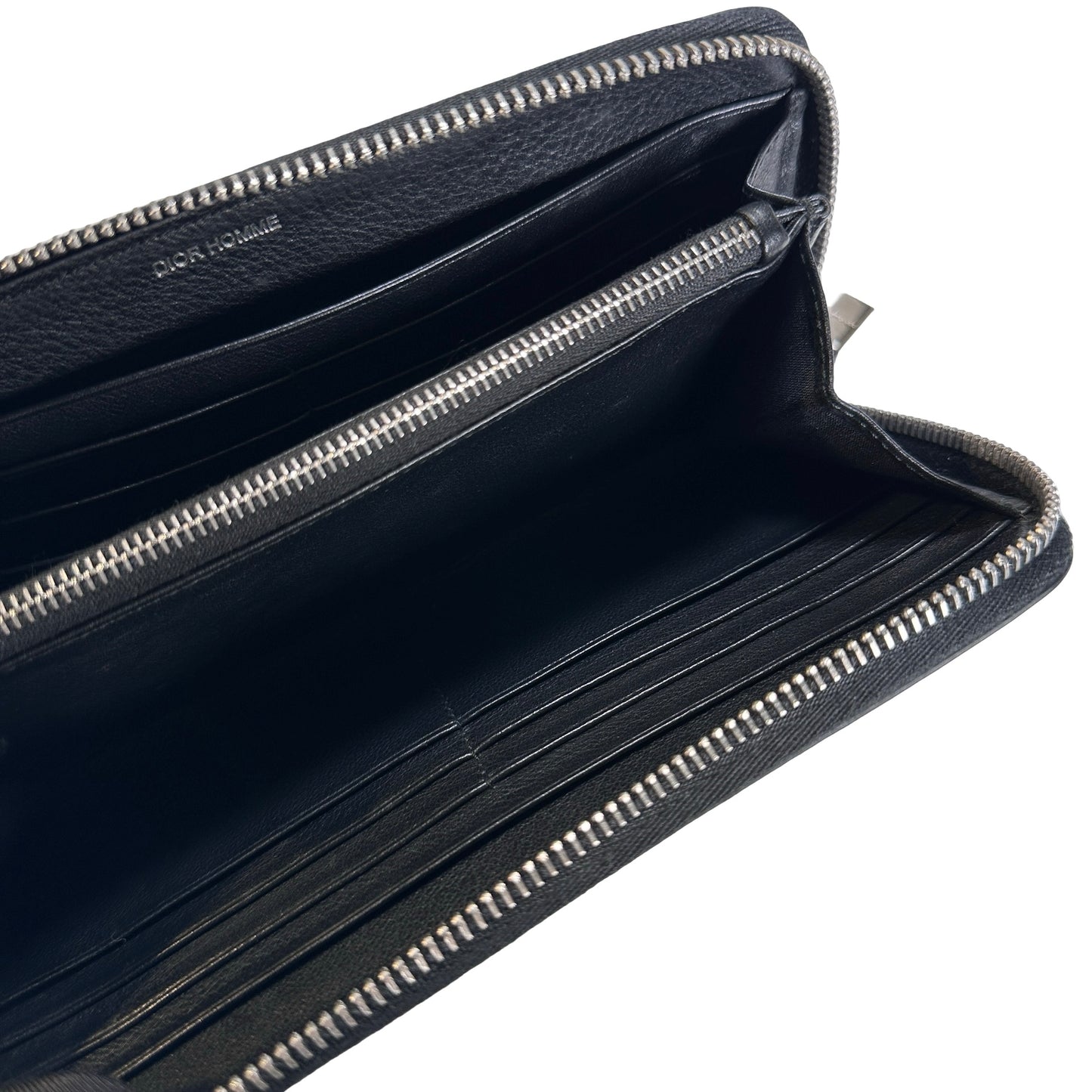 Used DIOR Leather Dior Homme Zipped Wallet Long wallet Black PHW