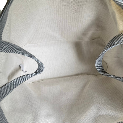 Used HERMES Canvas Animaux Nattes Nappy Bag Tote Bag Grey