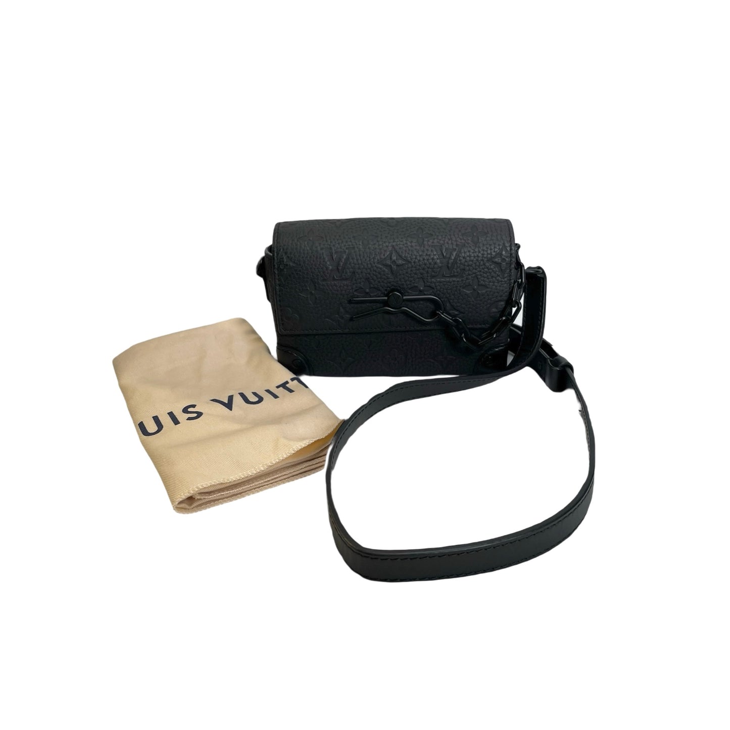 Used LOUIS VUITTON Monogram Taurillon Mini Soft Trunk Crossbody Bag Black