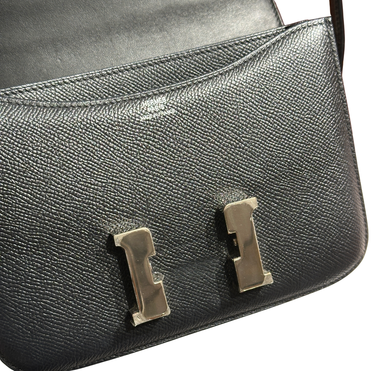 Used HERMES Epsom Constance Crossbody Bag Black Silver