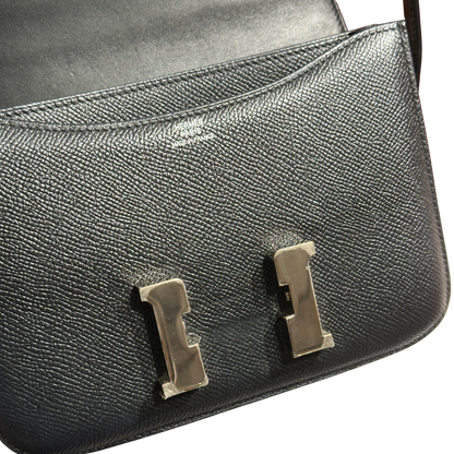 Used HERMES Epsom Constance Crossbody Bag Black Silver