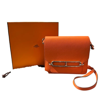 Used Hermès Evercolour MINI ROULIS Shoulder Bag Orange PHW
