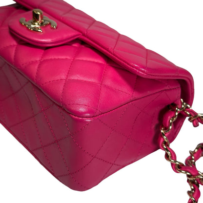 Used CHANEL Mini Classic Flap Two Way Shoulder Bag Pink GHW