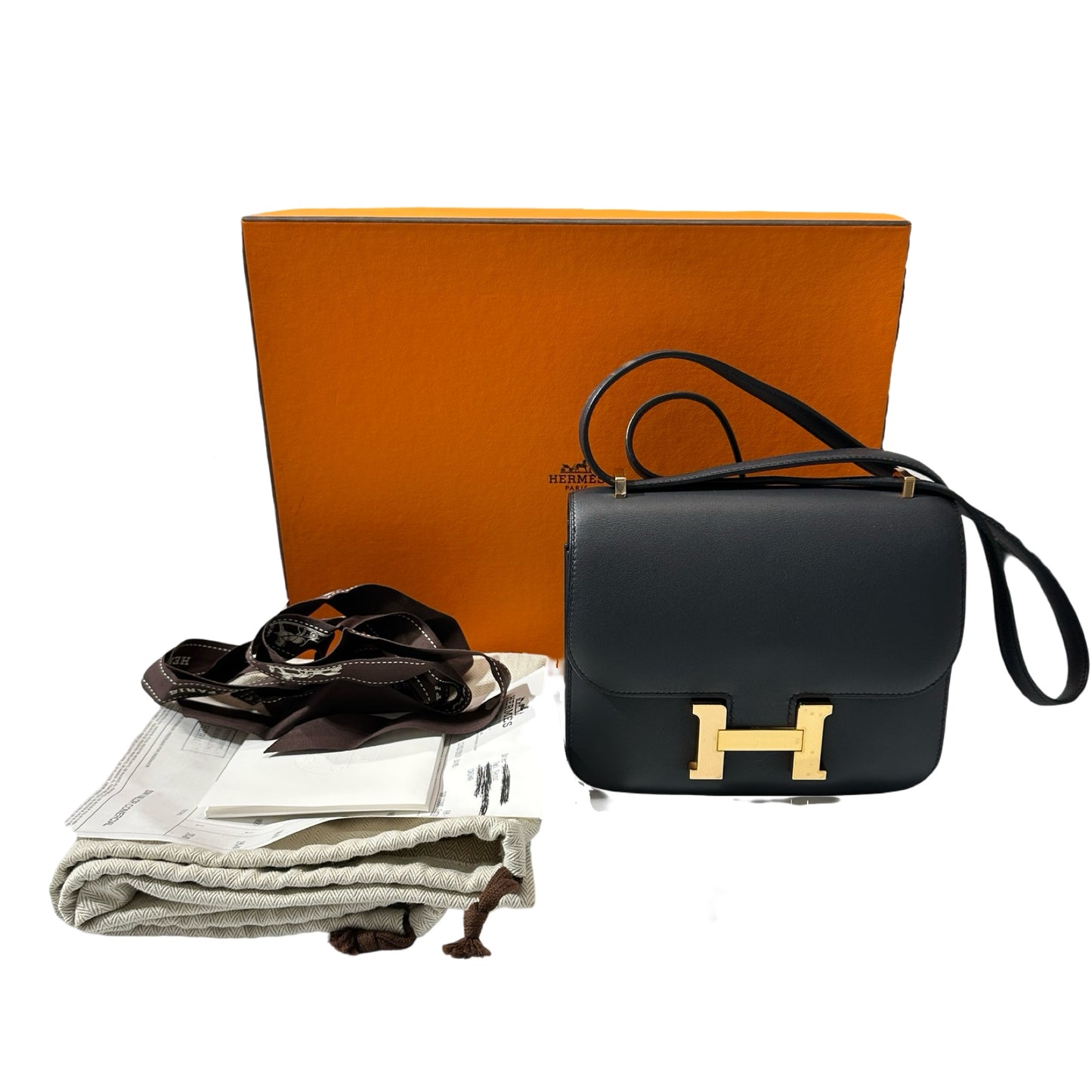 Used HERMÈS Mini Constance Shoulder Bag Bleu indigo GHW