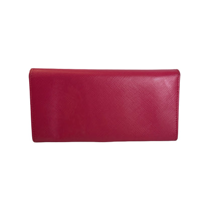 Used SALVATORE FERRAGAMO Saffiano Leather Vara Bow Flap Wallet Long wallet Pink