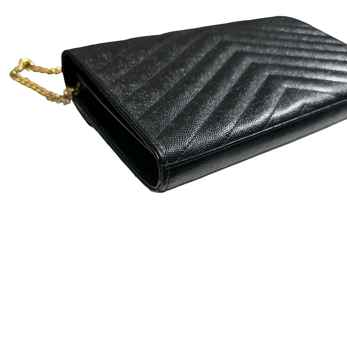 Unused SAINT LAURENT Caviar Leather WOC Cross Body Bag Black GHW