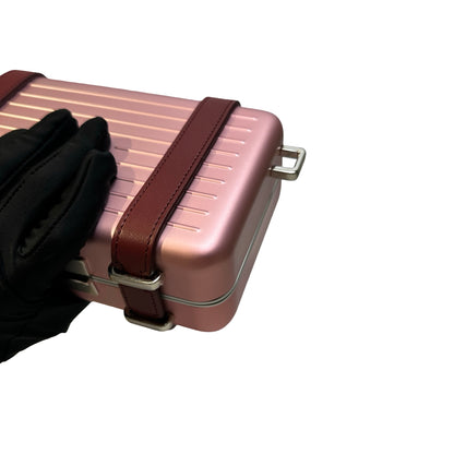 Used DIOR Aluminum Personal Clutch Crossbody Bag Pink
