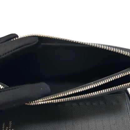 Used Louis Vuitton Taiga Long Wallet Black PHW