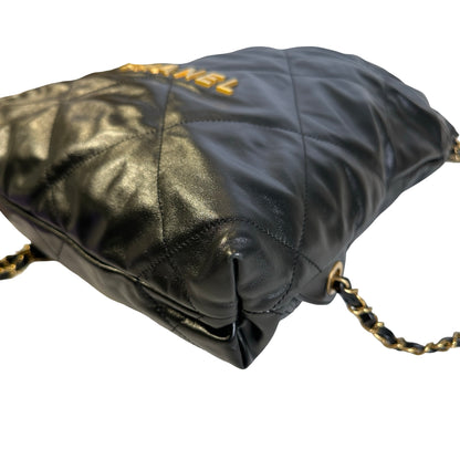 Used CHANEL Quilted Calfskin Chanel 22 Backpack Backpack Black Gold hardware