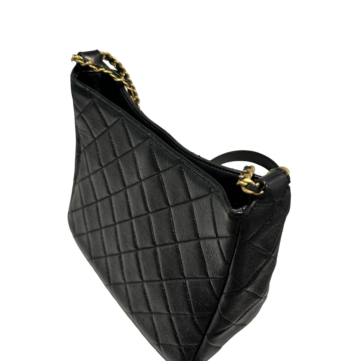 Used CHANEL Lambskin 22PHobo Bag Shoulder Bag Black Gold
