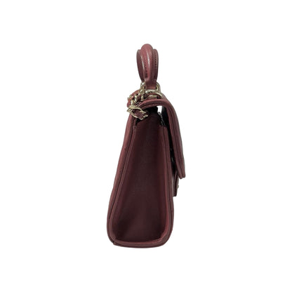 Used CHANEL Lambskin Leather Mini Handle Mini Bag GHW Red