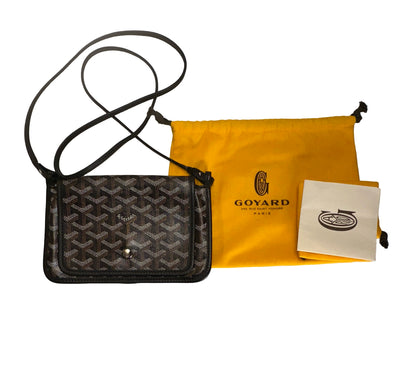 Used GOYARD Goyardine Canvas Plumet Crossbody Bag Black Brown