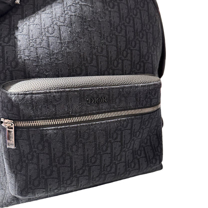 Used Dior Technical fabrics Cotton Calfskin Leather Backpack Navy Blue PHW