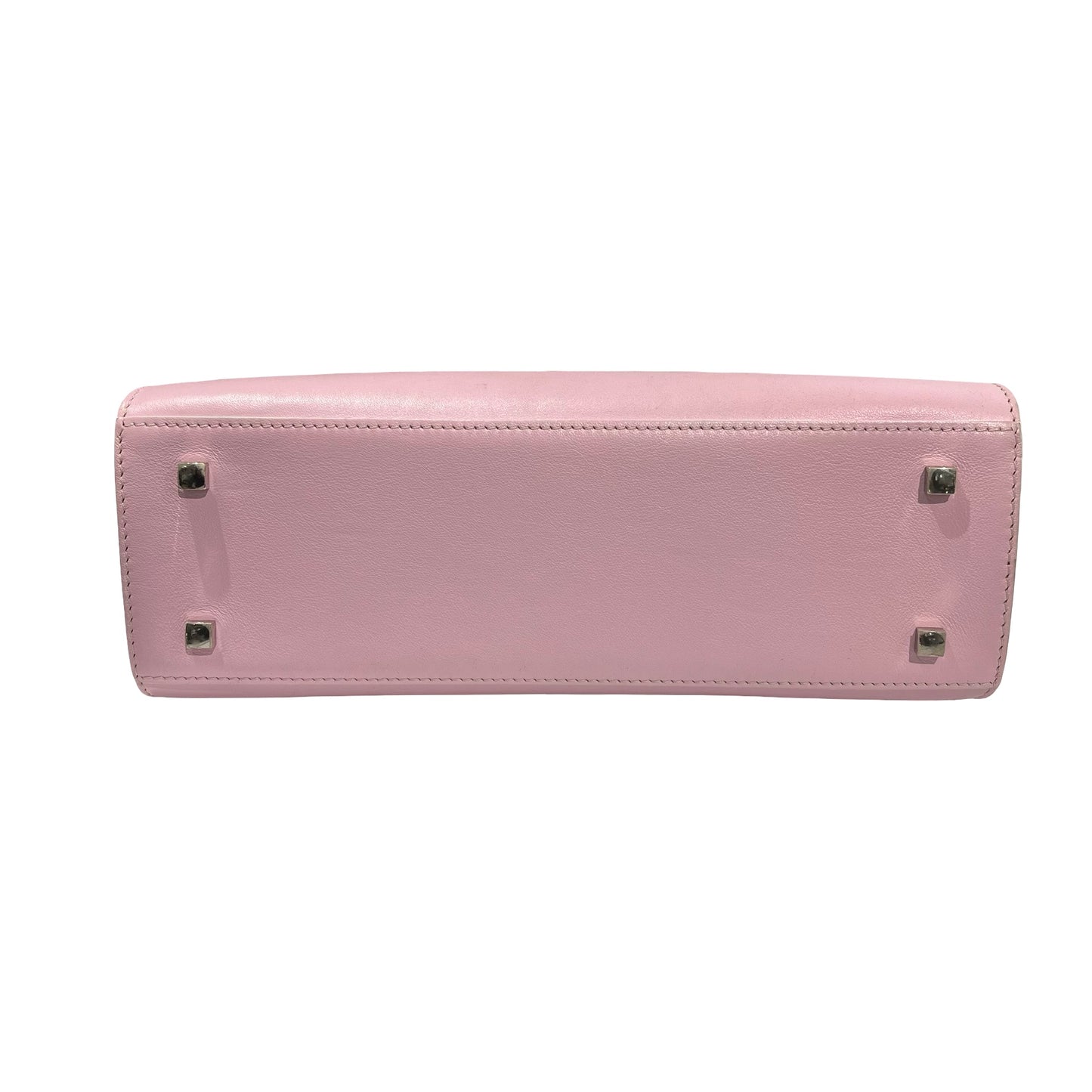 Used DELVAUX Calfskin Leather Tempete MM Shoulder Bag Pink GHW