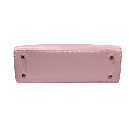 Used DELVAUX Calfskin Leather Tempete MM Shoulder Bag Pink GHW