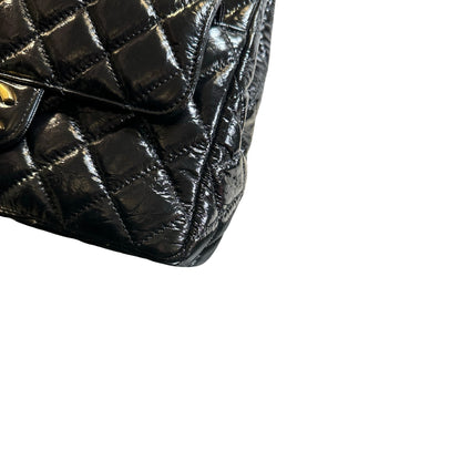 Used CHANEL Quilted Patent Leather Hobo Hobo Bag Black Gold Hardware
