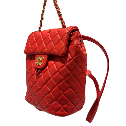 Used CHANEL Lambskin Urban Spirit Backpack Backpack Red