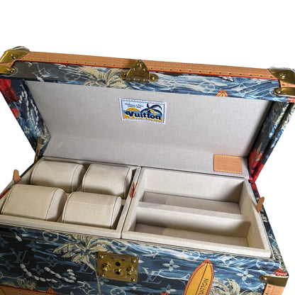 Used LOUIS VUITTON Calfskin Leather Monogram Box Box Blue Brown GHW