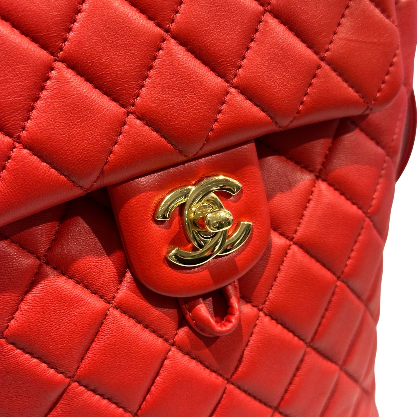 Used CHANEL Lambskin Urban Spirit Backpack Backpack Red