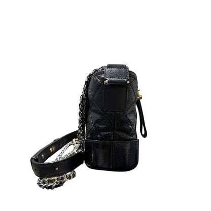 Used Chanel Calfskin Leather Gabrielle small Shoulder Bag GHW Black