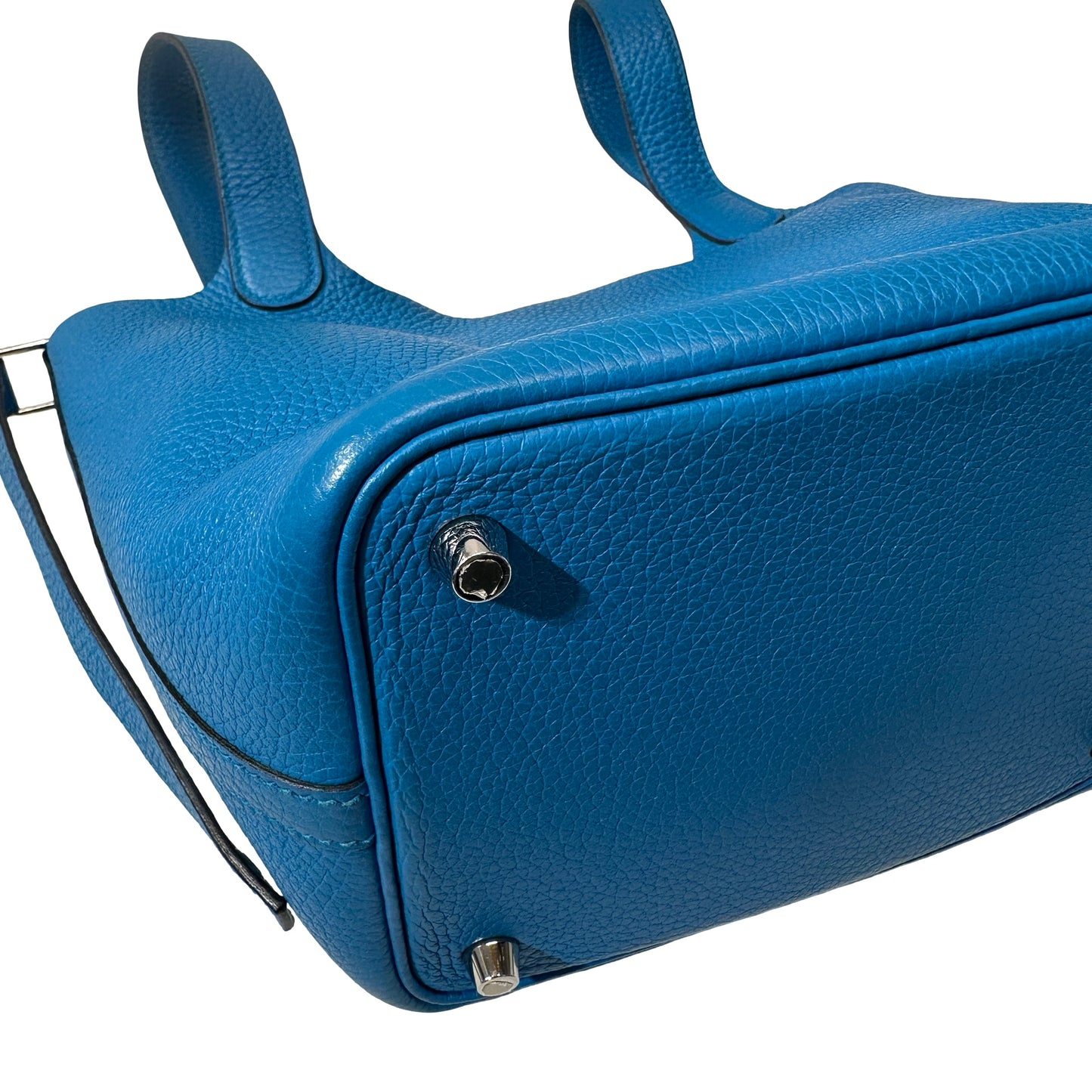 Used HERMÈS Clemence leather Picotin 18 Handbag B3 Bleu Zanzibar PHW