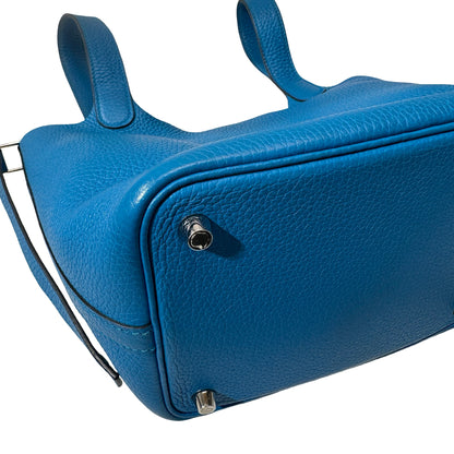 Used HERMÈS Clemence leather Picotin 18 Handbag B3 Bleu Zanzibar PHW