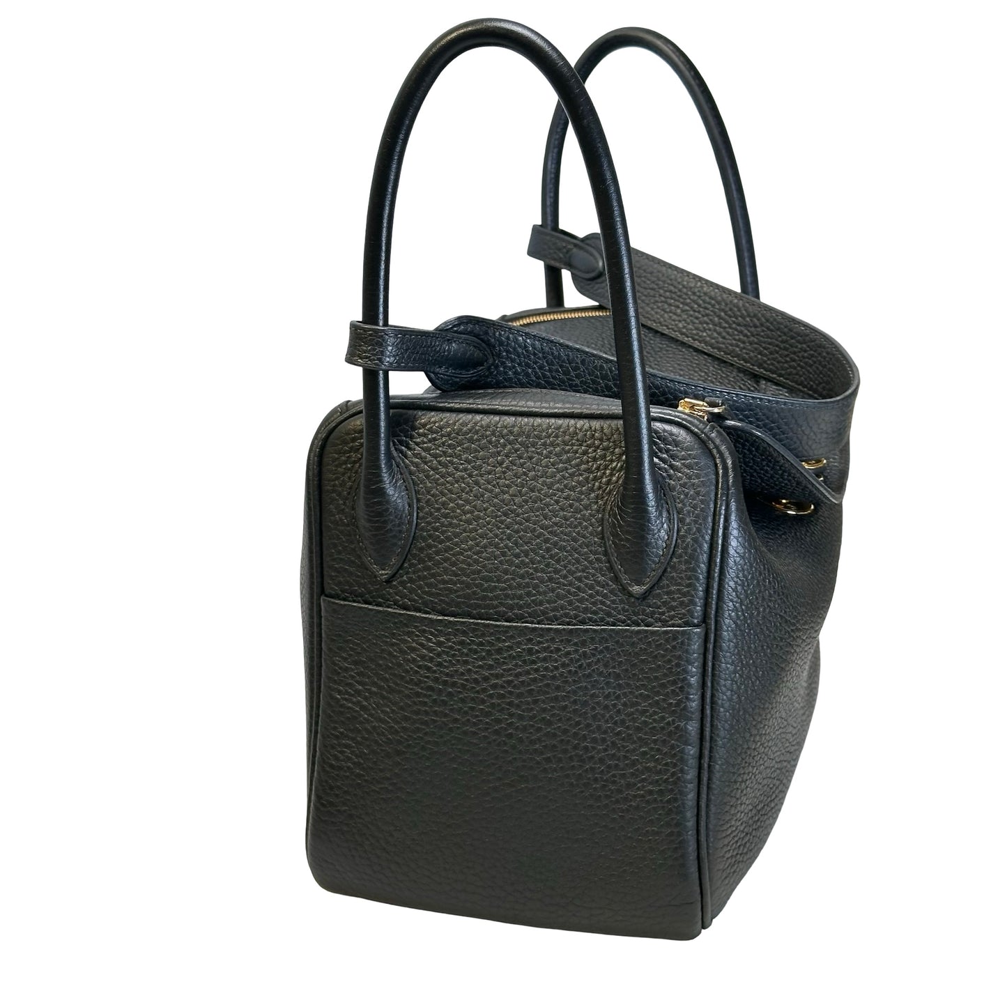 Used HERMES TC Lindy 26 Handbag Black GHW