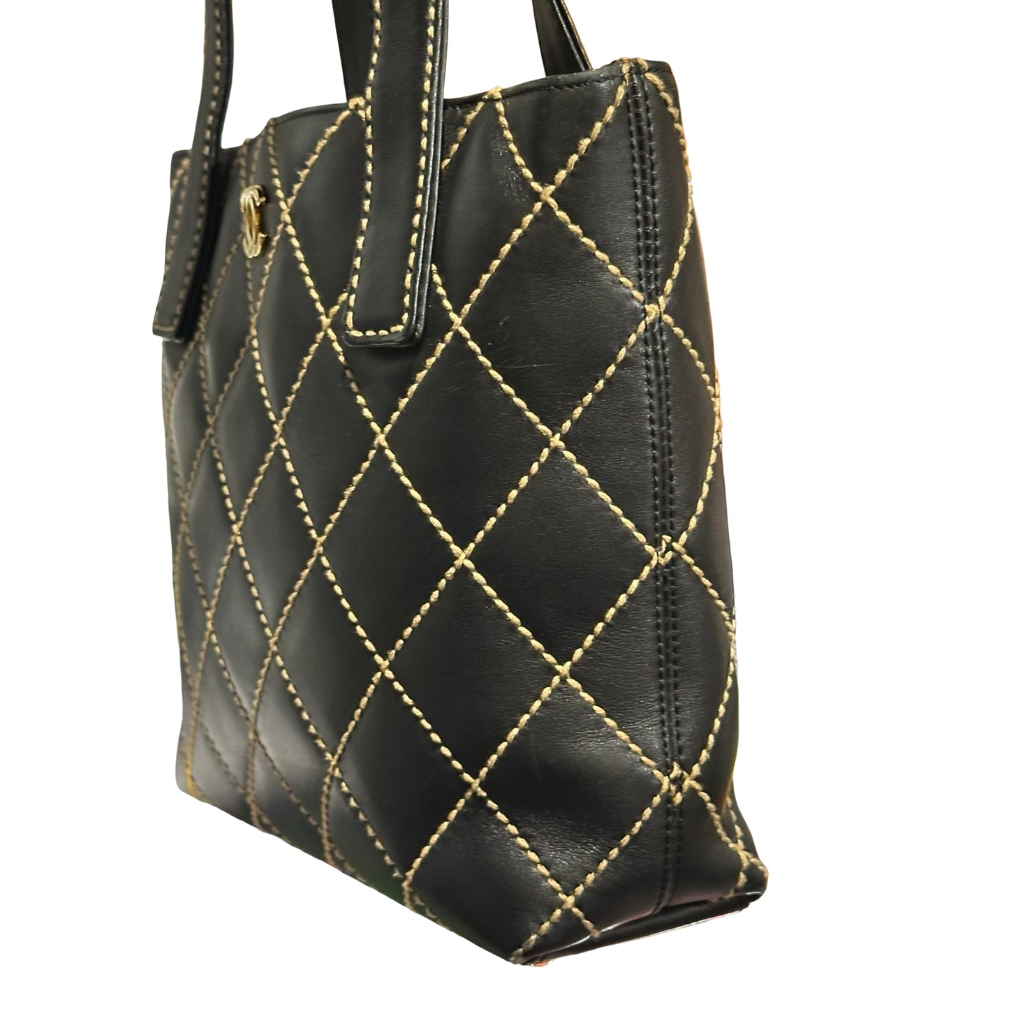 Used CHANEL Lambskin Leather Vintage Black GHW Handbag Black