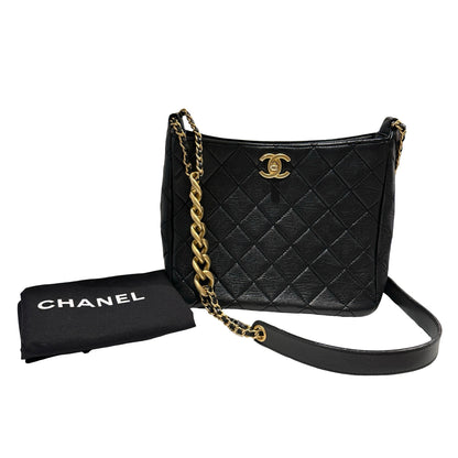 Used CHANEL Lambskin 22PHobo Bag Shoulder Bag Black Gold