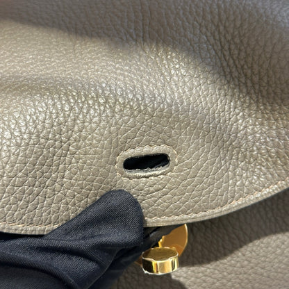 Used Hermès Clemence leather Lindy 26 Shoulder Bag GHW Etain