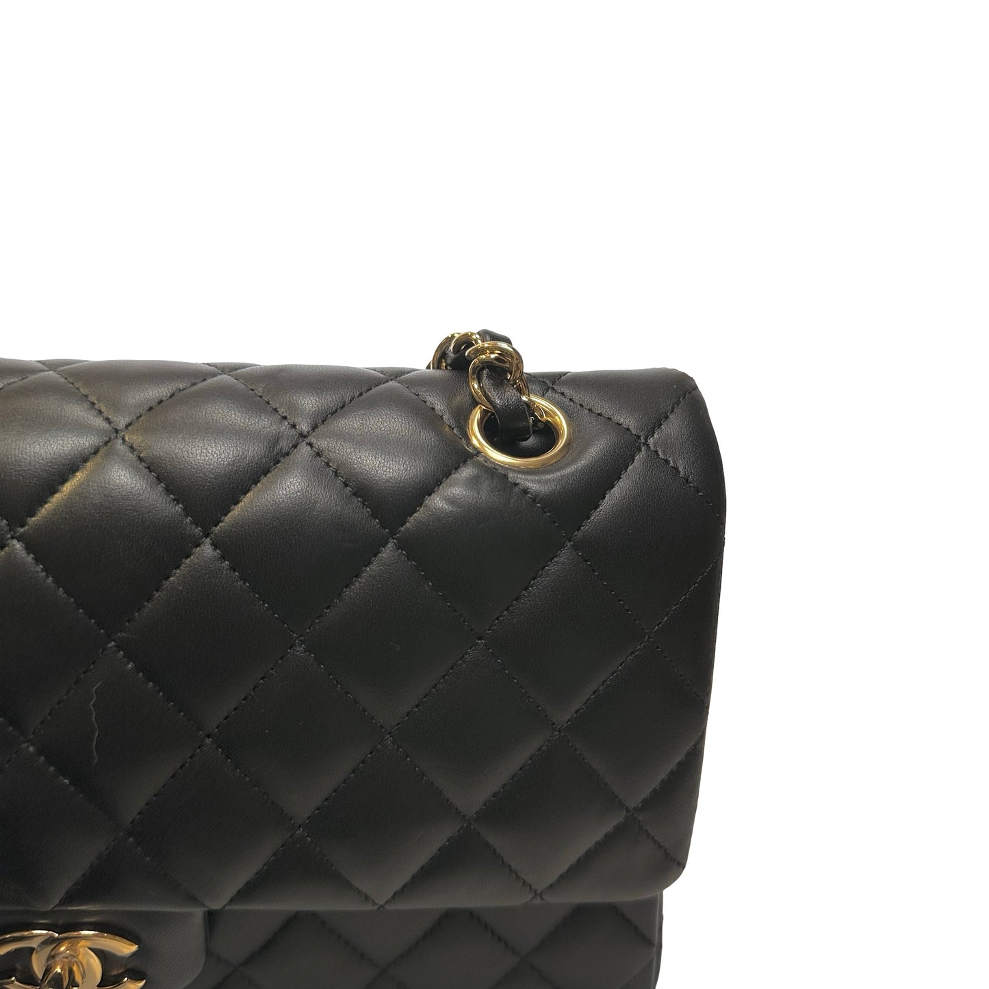 Used CHANEL Lambskin CF 25 Clambskin Chain Shoulder Bag Black