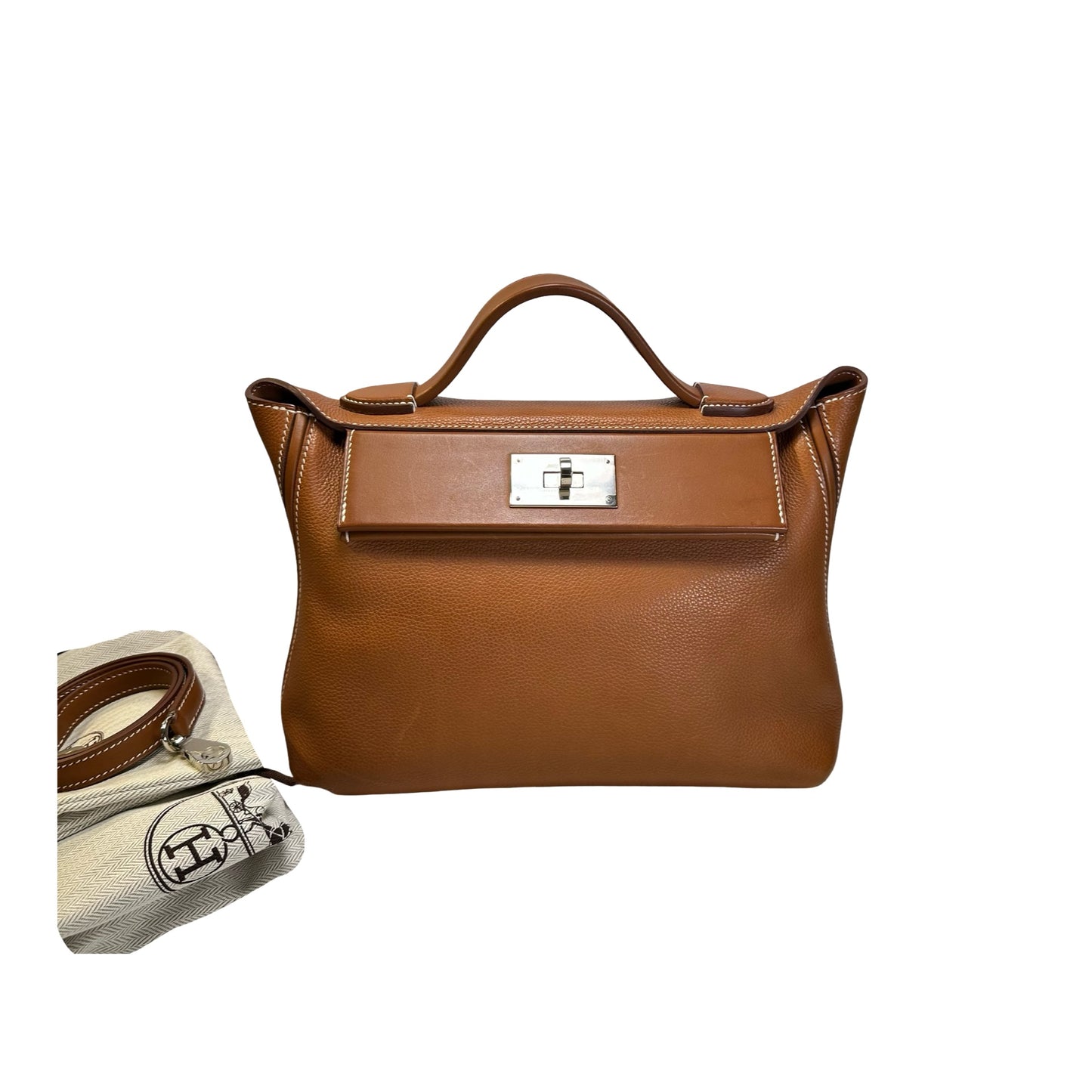 Used HERMES 馬鞍皮 24/24 29 Handbag Gold，GHW