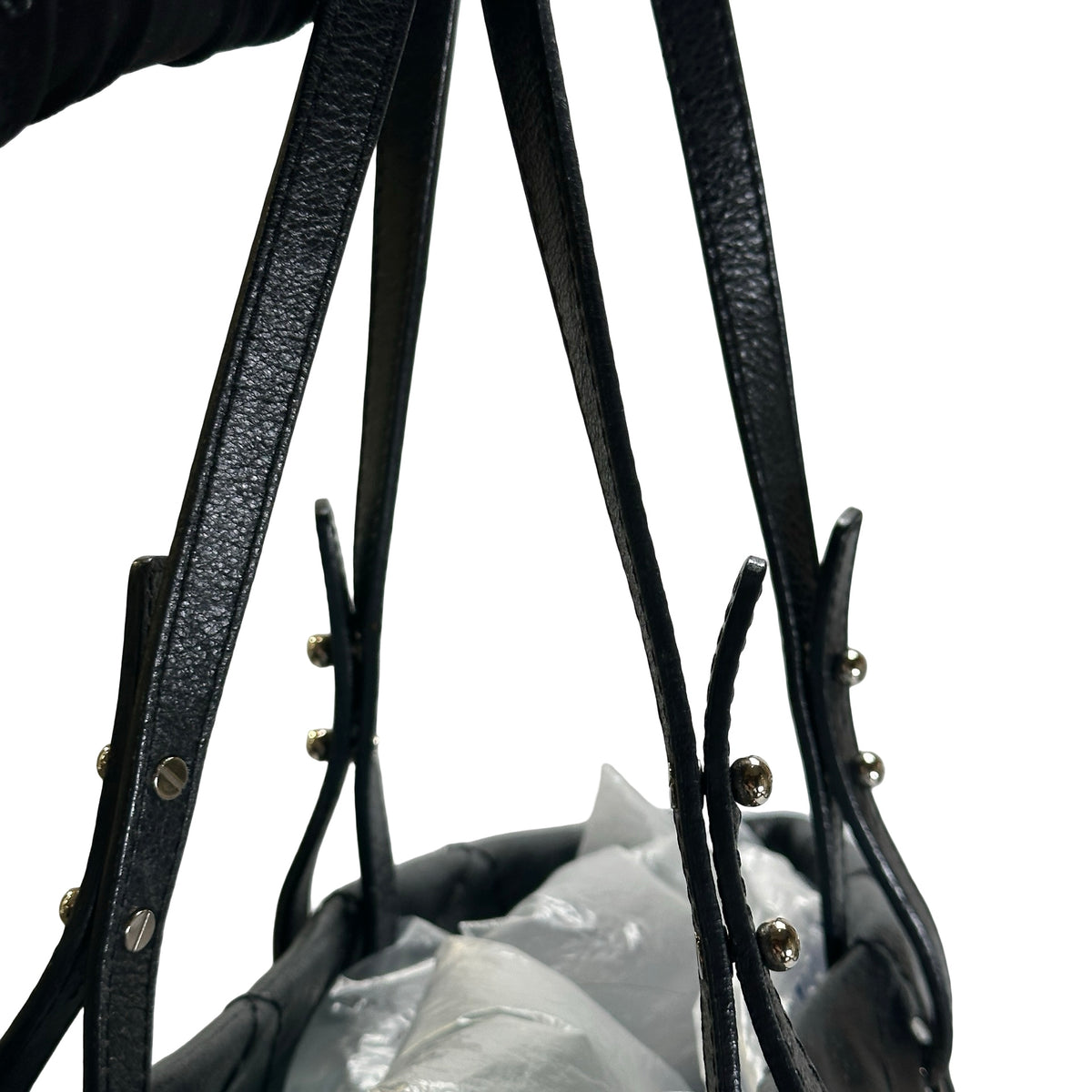 Used CHANEL Wrinkled Calfskin Hobo Shoulder Bag Black PHW