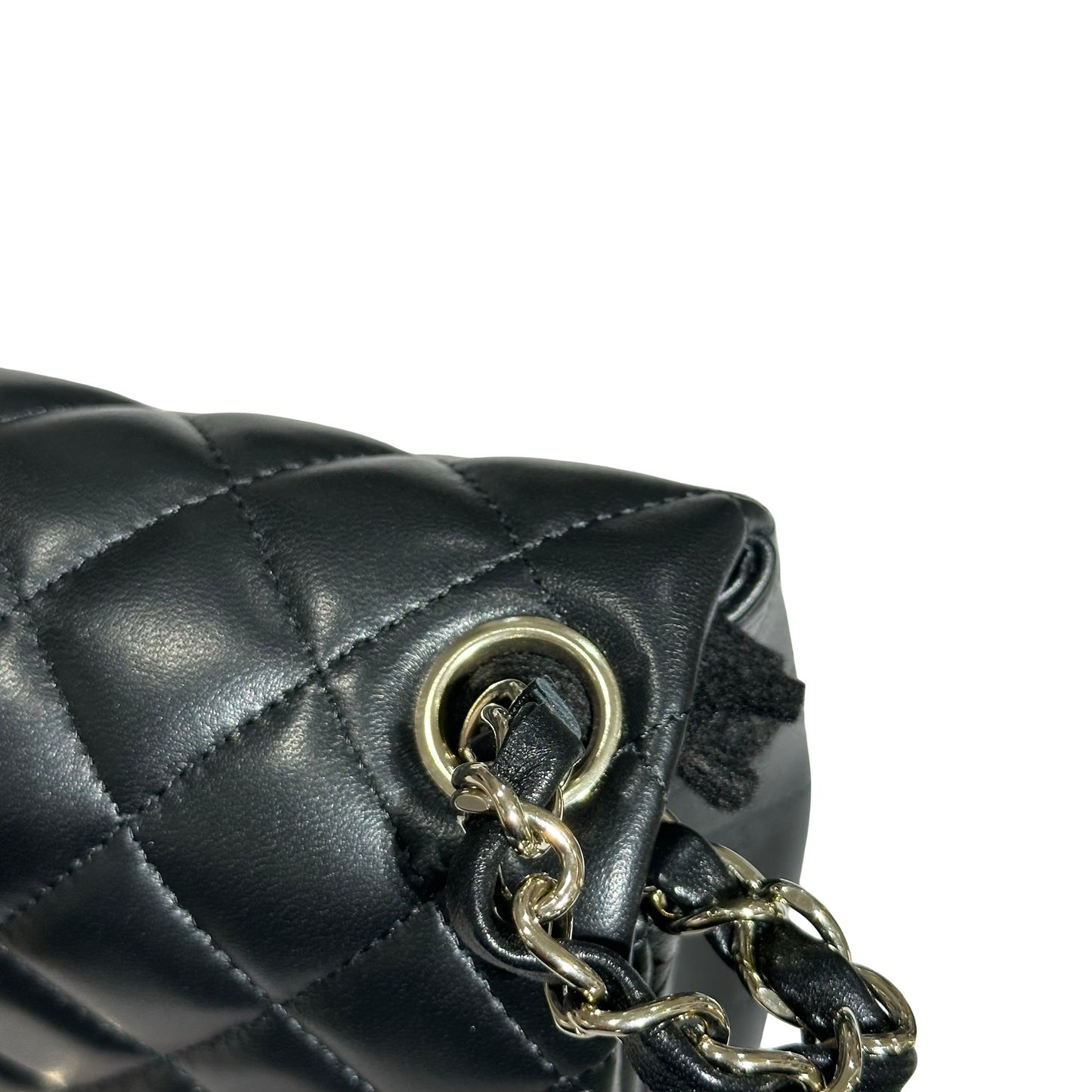 New Chanel Lambskin Leather Mini flap 17cm Cross Body Bag Black GHW