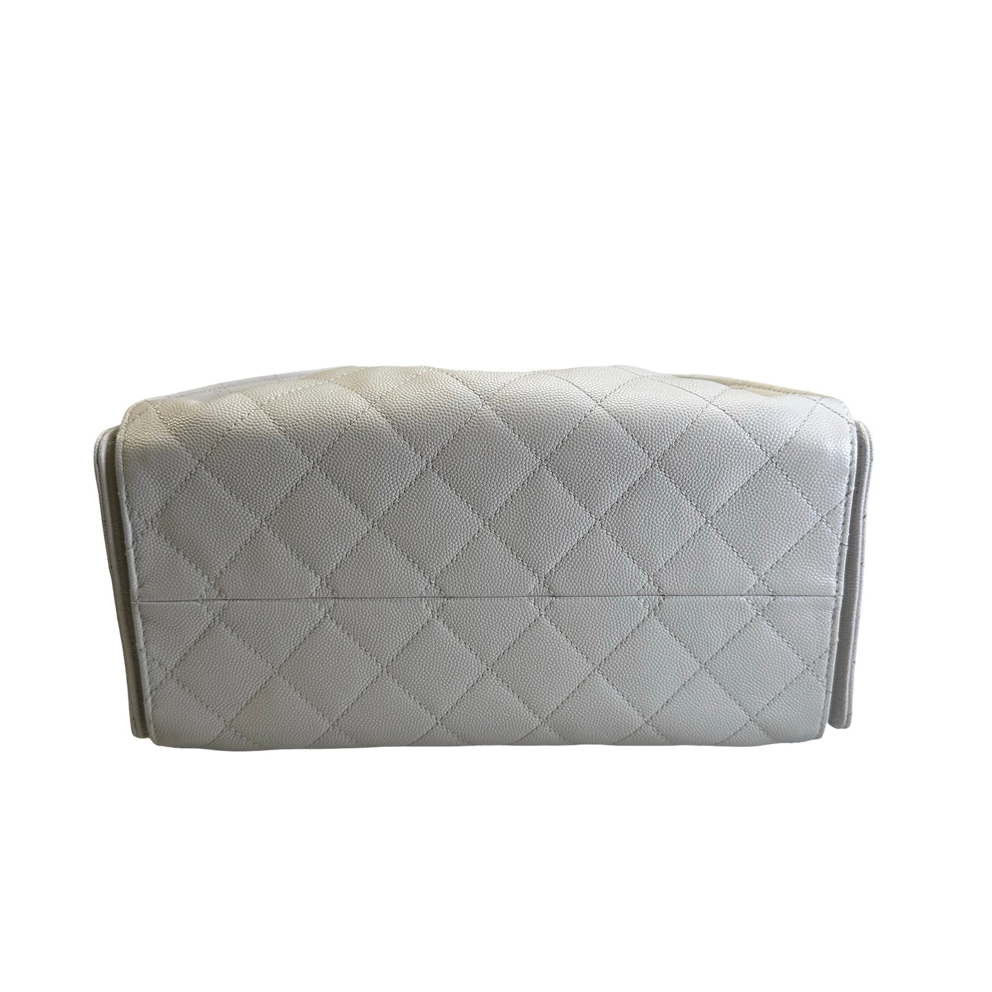 Used CHANEL Caviar Quilted 25 Small Handbag White Gold