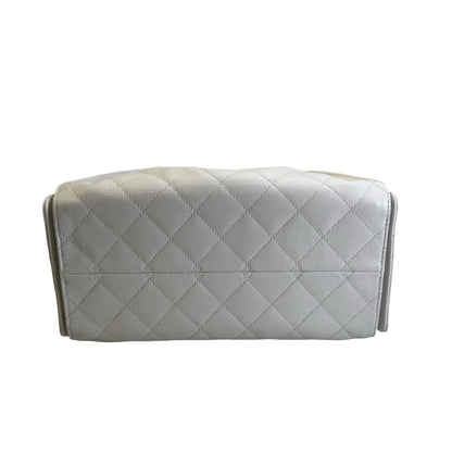 Used CHANEL Caviar Quilted 25 Small Handbag White Gold